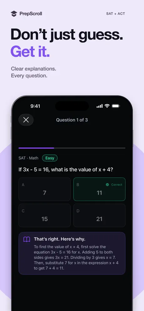 A math question in PrepScroll with a step-by-step explanation
