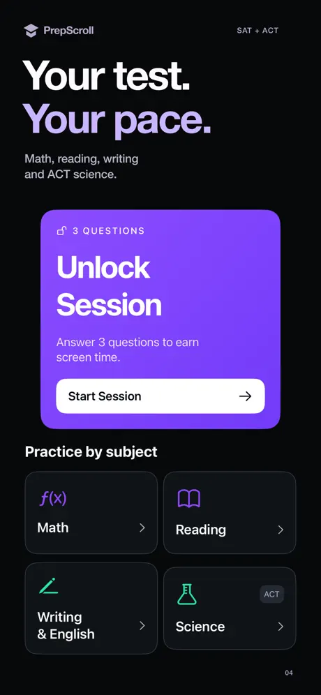 Practice by subject: Math, Reading, Writing and Science
