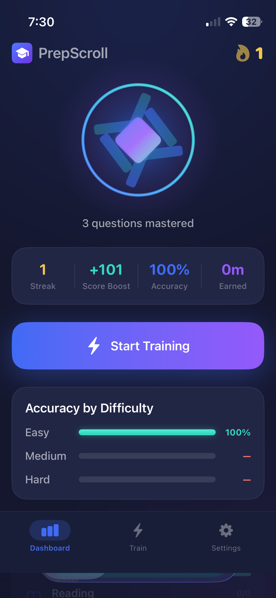 PrepScroll dashboard